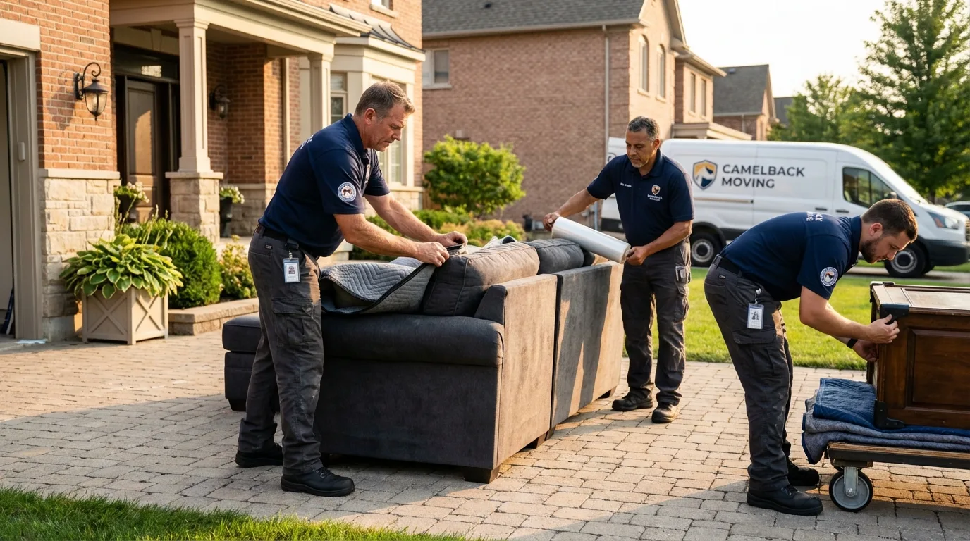Large estate moving crew wrapping furniture in Pine Grove, PA