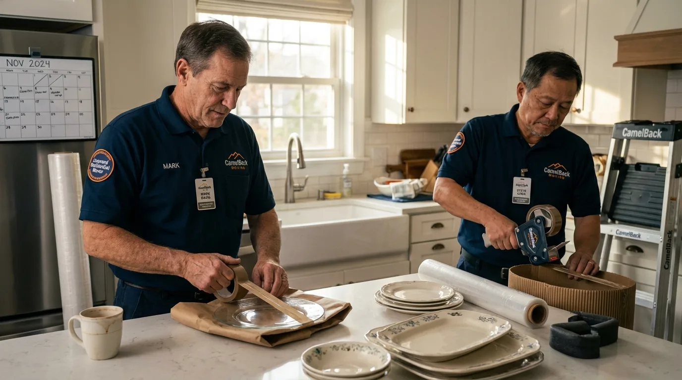 Professional crew packing kitchen dishware in Pine Grove, PA